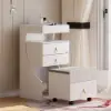 modern white dressing table set with mirror, mini dressing table and stool