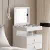 modern white dressing table set with mirror, mini dressing table and stool