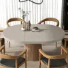 Japandi 100 - 140 cm Extendable Round-to-Oval Wood Dining Table–Concrete Grey, Seats 4–6