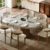 Japandi 100 - 140 cm Extendable Round-to-Oval Wood Dining Table–Concrete Grey, Seats 4–6