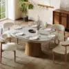 Japandi 100 - 140 cm Extendable Round-to-Oval Wood Dining Table–Concrete Grey, Seats 4–6