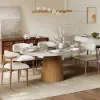 Japandi 100 - 140 cm Extendable Round-to-Oval Wood Dining Table–Concrete Grey, Seats 4–6