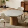 Japandi 100 - 140 cm Extendable Round-to-Oval Wood Dining Table–Concrete Grey, Seats 4–6