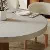 Japandi 100 - 140 cm Extendable Round-to-Oval Wood Dining Table–Concrete Grey, Seats 4–6