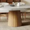 Japandi 100 - 140 cm Extendable Round-to-Oval Wood Dining Table–Concrete Grey, Seats 4–6