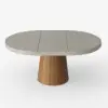Japandi 100 - 140 cm Extendable Round-to-Oval Wood Dining Table–Concrete Grey, Seats 4–6