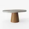 Japandi 100 - 140 cm Extendable Round-to-Oval Wood Dining Table–Concrete Grey, Seats 4–6