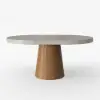 Japandi 100 - 140 cm Extendable Round-to-Oval Wood Dining Table–Concrete Grey, Seats 4–6