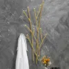 Modern 11-Hook Wall Mounted Coat Rack in Gold with Tree Branch Shape