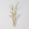 Modern 11-Hook Wall Mounted Coat Rack in Gold with Tree Branch Shape