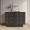 1050mm Black Sideboard Buffet Doors&Drawers Modern Circle Patterned Kitchen Cabinet