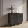 1050mm Black Sideboard Buffet Doors&Drawers Modern Circle Patterned Kitchen Cabinet