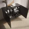1050mm Black Sideboard Buffet Doors&Drawers Modern Circle Patterned Kitchen Cabinet