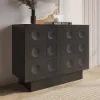 1050mm Black Sideboard Buffet Doors&Drawers Modern Circle Patterned Kitchen Cabinet