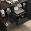 1050mm Black Sideboard Buffet Doors&Drawers Modern Circle Patterned Kitchen Cabinet