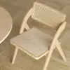 Japandi Dining Chairs Solid Wood Folding Rattan Side Chair Set of 2 Dining Room Chairs