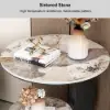Modern 51 cm Grey Round Sintered Stone End Table with 2 Tiers