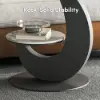 Modern 51 cm Grey Round Sintered Stone End Table with 2 Tiers
