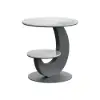 Modern 51 cm Grey Round Sintered Stone End Table with 2 Tiers