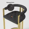 Modern Counter Stool with Back Black Upholstery in Gold