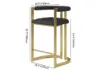 Modern Counter Stool with Back Black Upholstery in Gold
