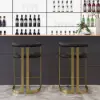 Modern Counter Stool with Back Black Upholstery in Gold