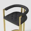 Modern Counter Stool with Back Black Upholstery in Gold
