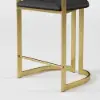 Modern Counter Stool with Back Black Upholstery in Gold
