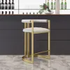 Modern Counter Stool with Back White Upholstery in Gold