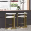 Modern Counter Stool with Back White Upholstery in Gold