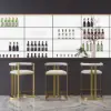 Modern Counter Stool with Back White Upholstery in Gold