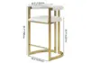 Modern Counter Stool with Back White Upholstery in Gold
