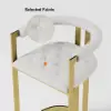 Modern Counter Stool with Back White Upholstery in Gold