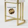 Modern Counter Stool with Back White Upholstery in Gold