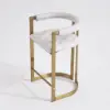 Modern Counter Stool with Back White Upholstery in Gold