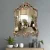 Large Vintage Arch French Shield Wall Mirror Decor 19th Century Champagne Gold Art