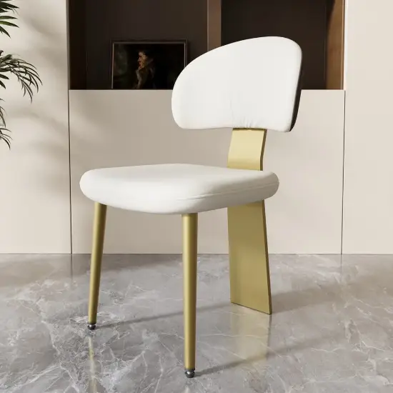 Modern PU Leather Upholstered Dining Chair with Metal Legs, 2 Pieces