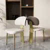Modern PU Leather Upholstered Dining Chair with Metal Legs, 2 Pieces