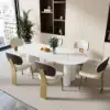 Modern PU Leather Upholstered Dining Chair with Metal Legs, 2 Pieces