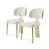 Modern PU Leather Upholstered Dining Chair with Metal Legs, 2 Pieces