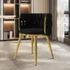 Picture of Sweave Nordic Black Barrel Back Dining Chair Round Accent Chair with Velvet Upholstery