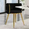 Picture of Sweave Nordic Black Barrel Back Dining Chair Round Accent Chair with Velvet Upholstery