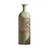 670mm French Country Large Metal Floor Vase Tall Home Geometric Decor Art Green & White
