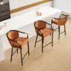 Cranis Orange Velvet Bar Stool with Upholstered, 1 Piece