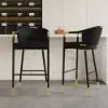 Cranis Series Modern Bar Stools with Velvet Upholstery Black