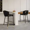 Cranis Series Modern Bar Stools with Velvet Upholstery Black