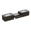 Modern Floating Double Sink Bathroom Vanity Set with Makeup Table Walnut