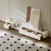Modern 198 cm - 274 cm Extendable Off-White TV Unit with 4 Drawers