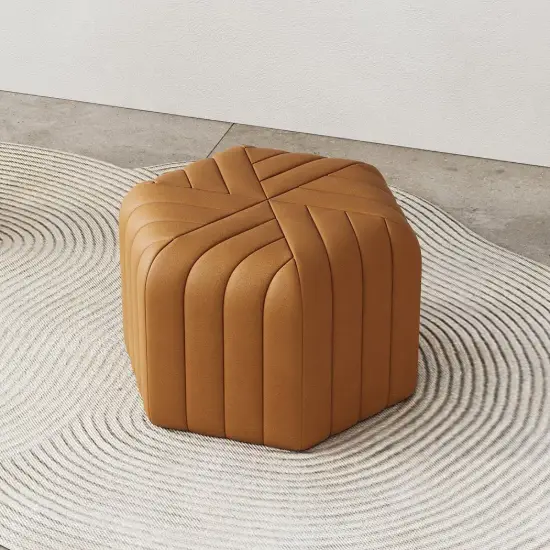 Velvet Wide Hexagonal Pouf Ottoman