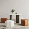 Velvet Wide Hexagonal Pouf Ottoman